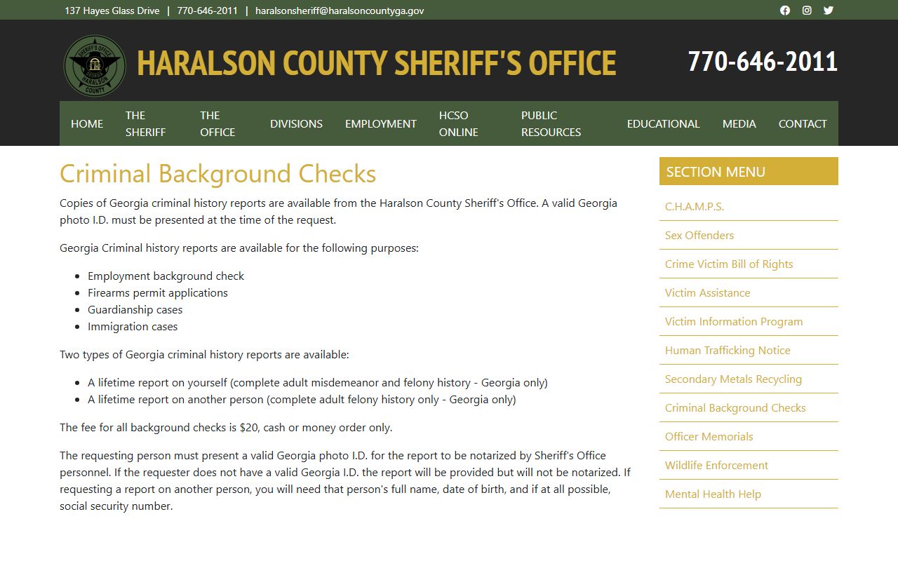 Haralson County arrest records criminal background check source