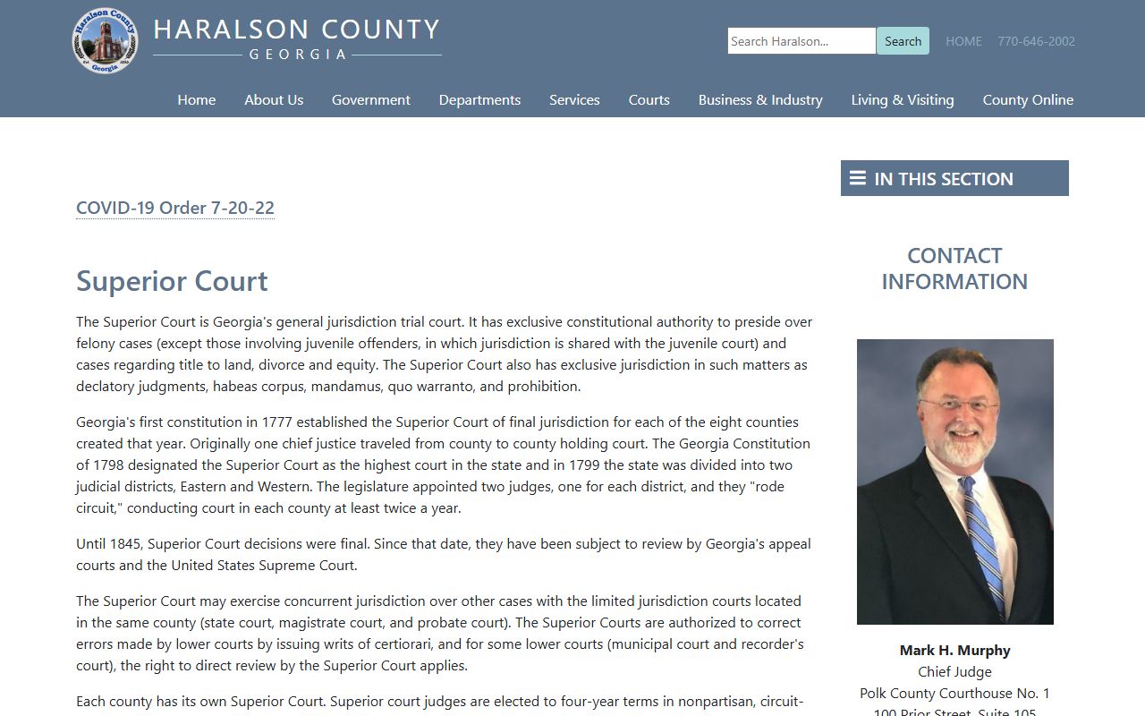 Haralson County court dockets Superior Court jurisdiction page