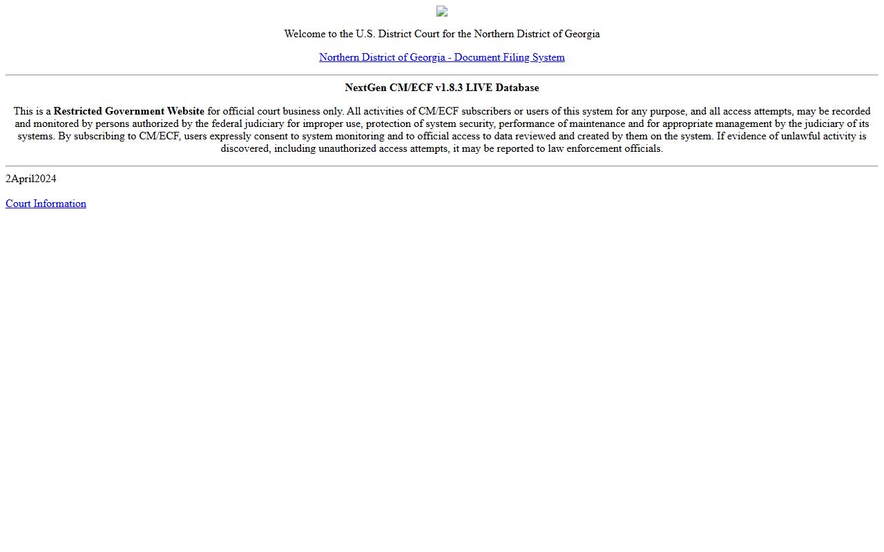 Haralson County court dockets Northern District Georgia CM ECF