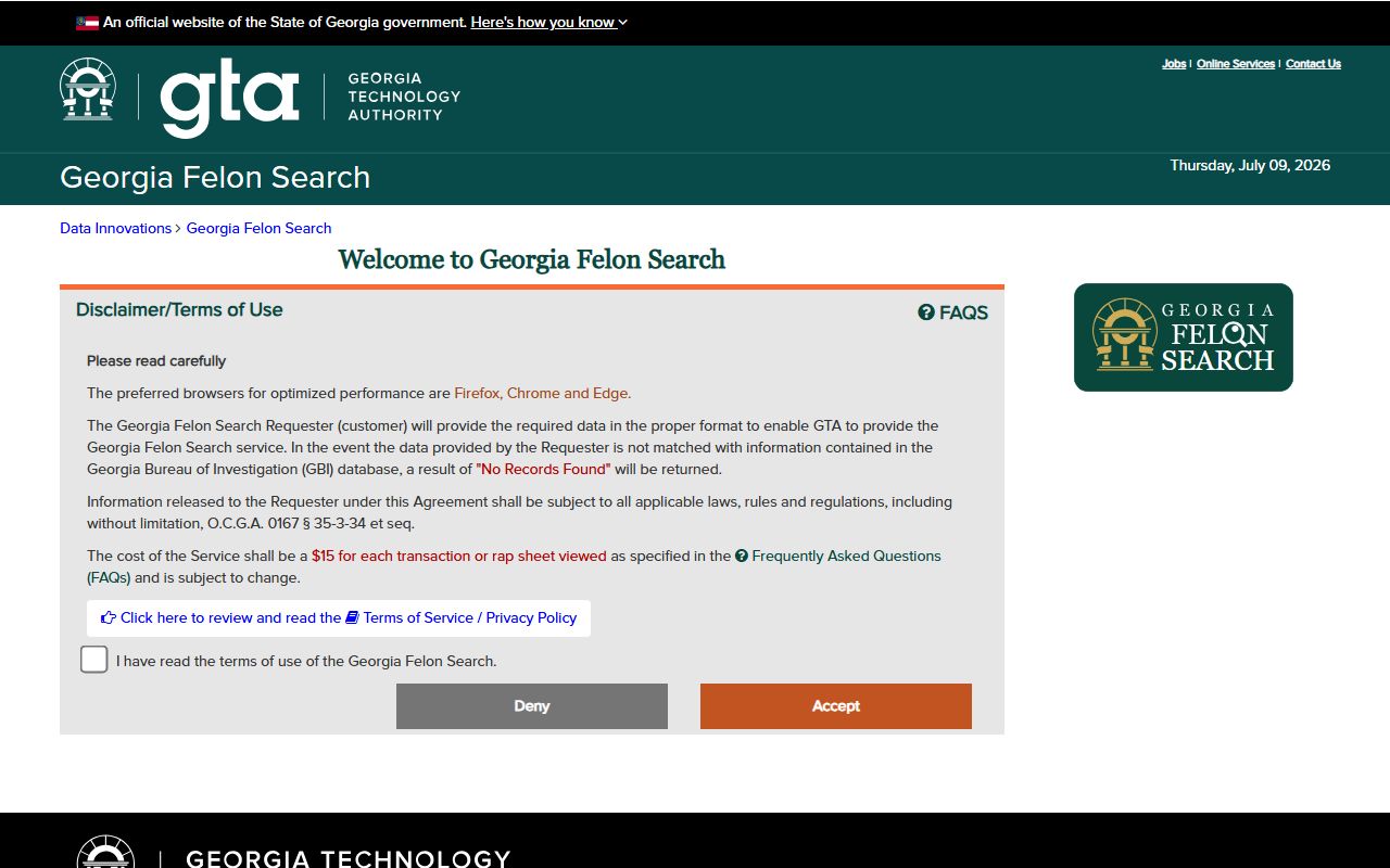 Haralson County criminal court records Georgia Felon Search portal