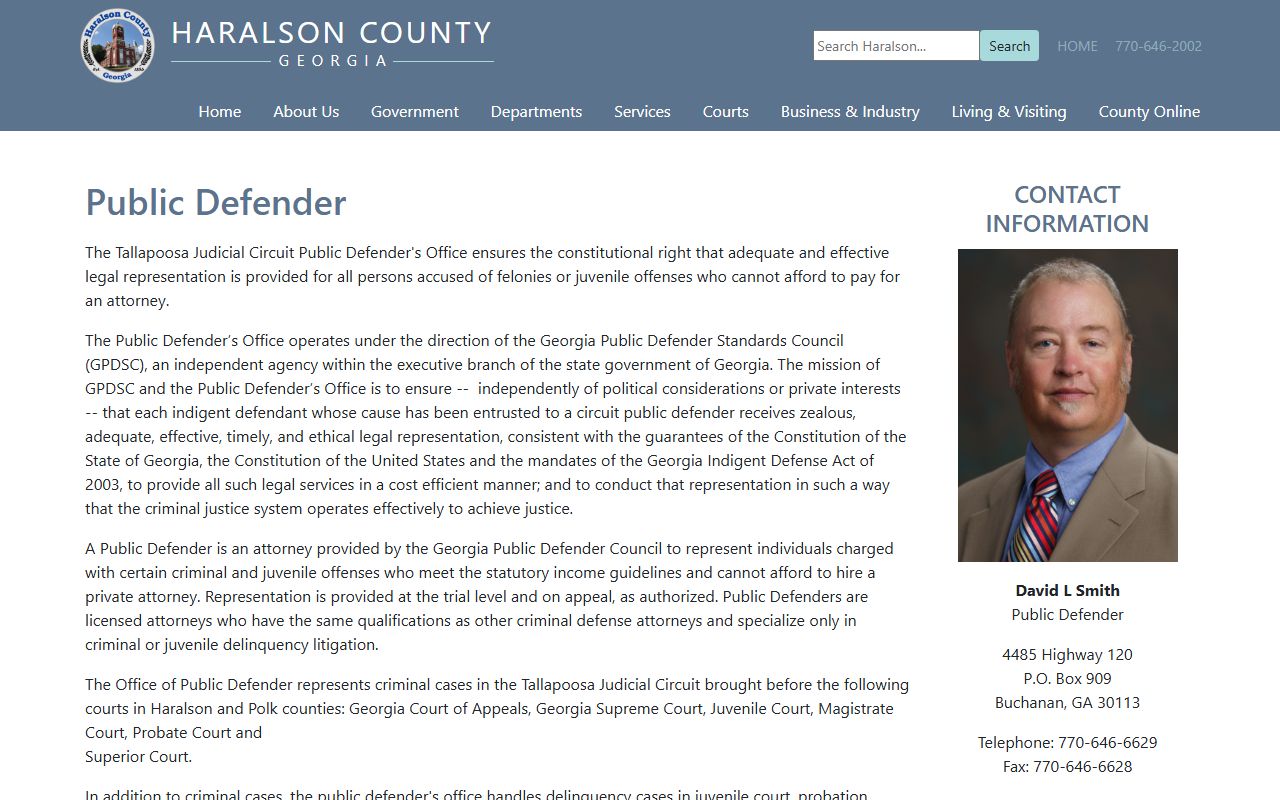 Haralson County criminal court records Public Defender page