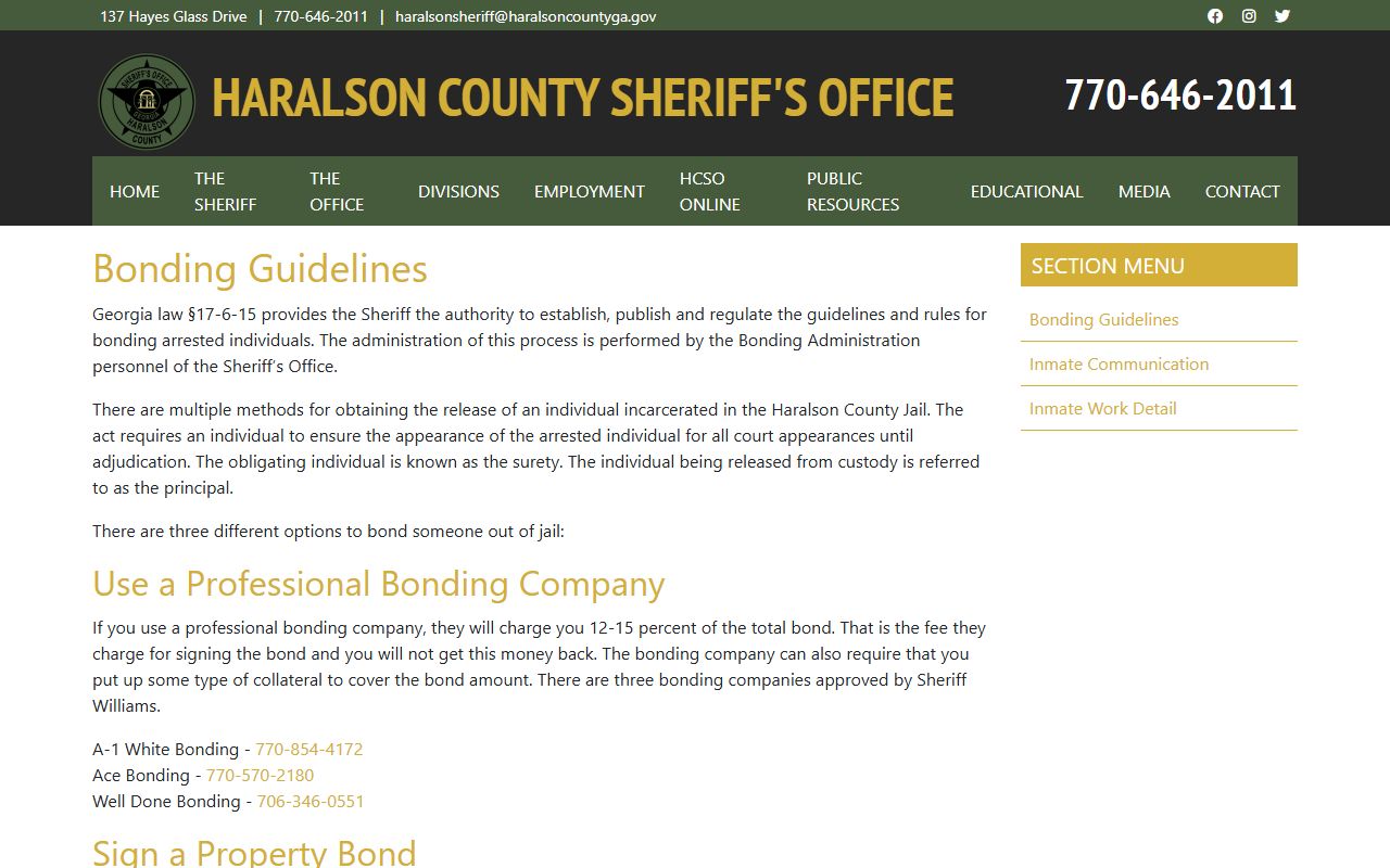 Haralson County warrant search bonding guideline source